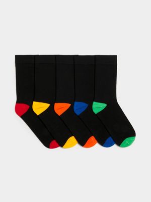 Men's Markham 5pk Heel Toe Black Socks