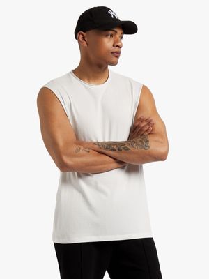Men's Markham Basic Raw Edge White Vest