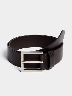 Men's Relay Jeans Bonded Leather Brown Buckle Belt