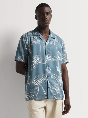 Men's Markham Printed Tencel Floral Blue Shirt