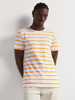 Men's Markham Horizontal Stripe Orange/White T-Shirt