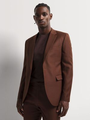 Men's Markham Slim Revere Collar Brown Jacket