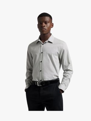 Men's Markham Smart L/S Micro Pattern Ecru Shirt