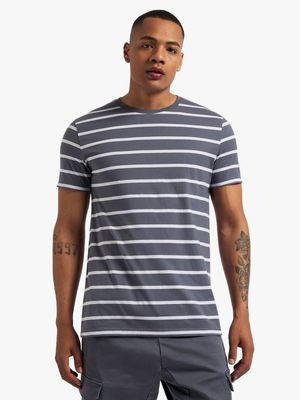 Men's Markham Horizontal Stripe Grey/White T-Shirt