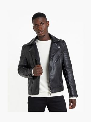 MKM Black Smart Quilted Sleeve PU Jacket