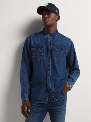 Men's Relay Jeans Slim Fit Basic Denim Blue Shirt