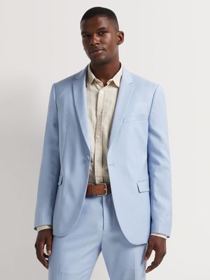 MKM Pale Blue Slim Textured Suit Jacket