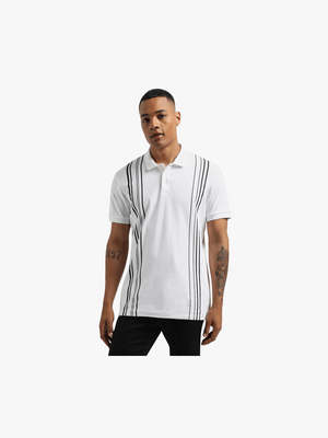 MKM White/Black Printed Stripe Golfer