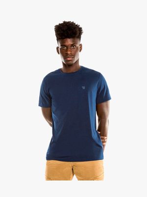 Men's Relay Jeans Branded Crew Neck Basic Blue T-Shirt