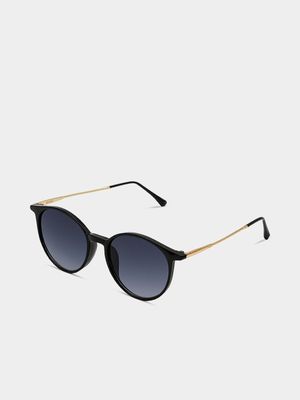 Men's Markham Casual Round Black Sunglasses
