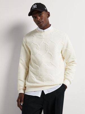 Men's Markham Quilted Ecru Sweatshirt