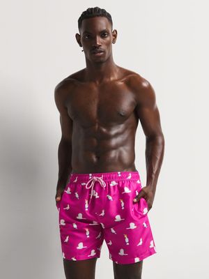 Men's Markham Cockatoo Printed Pink Swimshort
