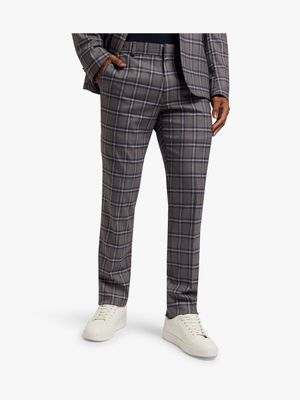 MKM Grey/Navy Slim Check Fashion Suit Trouser