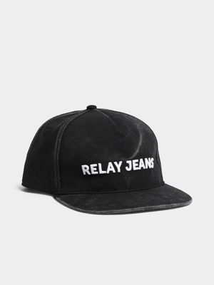 Men's Relay Jeans Washed Denim Flatbill Black Cap