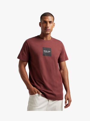 Union-DNM Burgundy Regular Fit Branded T-Shirt