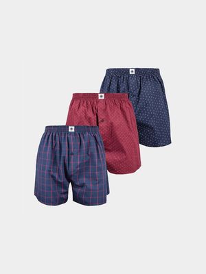 MKM 3 PACK GINGHAM & PAISLEY WOVEN BOXER