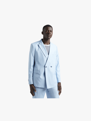 MKM Blue Regular PV Plain Double Breasted Suit Jacket