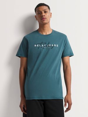 Men's Relay Jeans Slim Fit Signature Lock Up Petrol Graphic T-Shirt