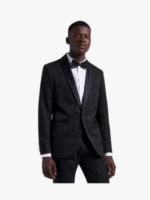 Men's Markham Slim Zebra Brocade Black Suit Jacket