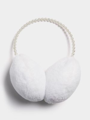 Jet Younger Girls White Pearl Aliceband Ear Muffs