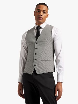 Men's Markham Skinny Houndstooth Check Grey Waistcoat