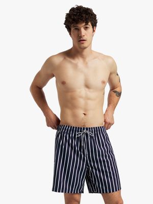 Men's Markham Stripe Print Navy/White Swimshorts