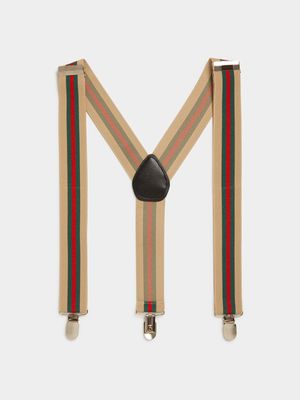 MKM GREEN/RED HERITAGE STRIPE SUSPENDERS