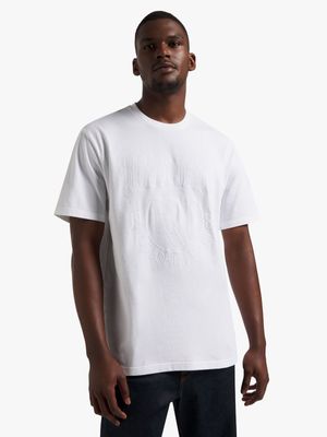 Men's Relay Jeans Tonal Embroidered White T-Shirt