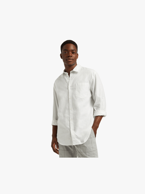 MKM White Smart Collared Linen Shirt