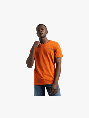 G-Star Men's Faded Raw Back Graphic Orange T-Shirt