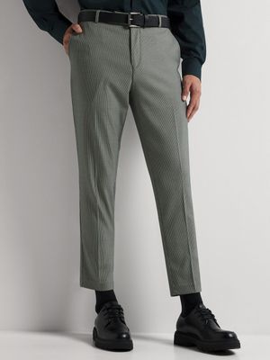 Me's Markham Smart Slim Tapered Houndstooth Check Green/Navy Trouser