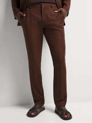 Men's Markham Slim Revere Collar Brown Trouser