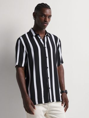 Men's Markham Stripe Viscoce  Black/White Shirt