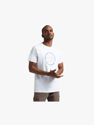 RJ White Slim Fit Circular Signature T-Shirt
