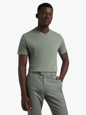 Men's Markham V-Neck Baisc Light Green T-Shirt