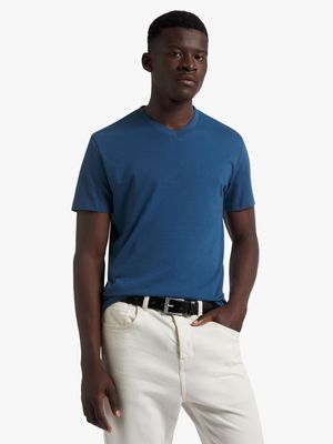 Men's Markham V-Neck Basic Blue T-Shirt