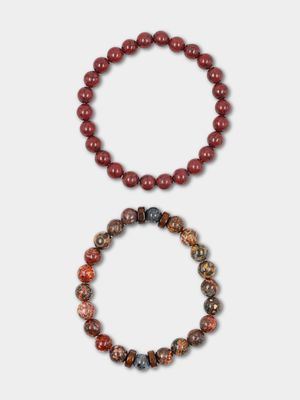 Men's Markham Real Stone Red Bead Bracelet Pack