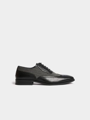 Men's Markham Textured Lazer Brogue Black Shoes