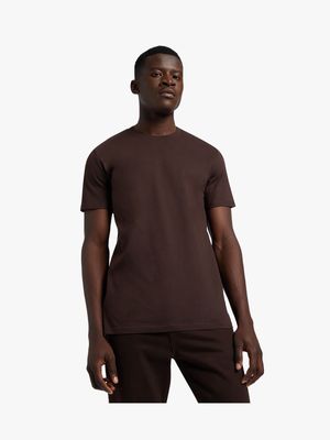 Men's Markham Crew Neck Basic Chocolate Brown T-Shirt