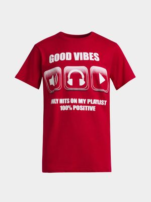 Jet Older Boys Red Good Vibes T-Shirt