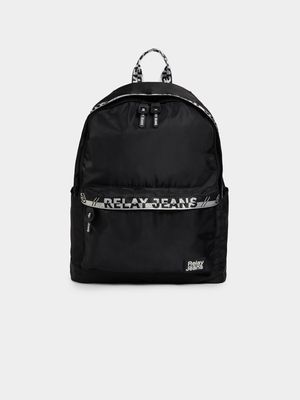 RJ Black Logo Branded Backpack