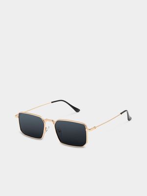 Men's Markham Metal Rectangle Gold Sunglasses