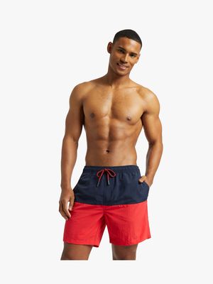 MKM Navy/Red Colour Block Swimshort