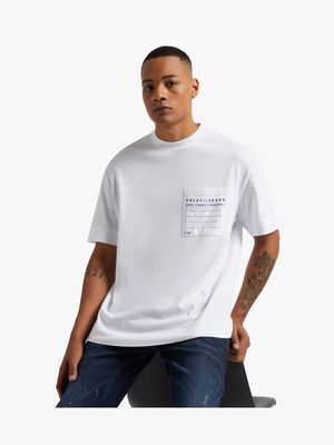 Men's Relay Jeans Boxy Pocket Paragraph White T-Shirt