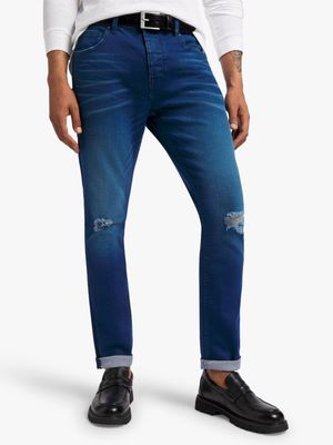 Men's Relay Skinny Rip and Repair Blue Jean