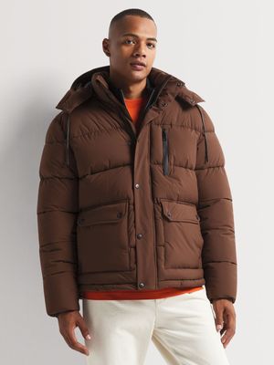 Men's Markham Nylon Brown Puffer Jacket
