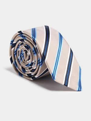 Men's Markham Stripe Skinny Stone/Blue Tie