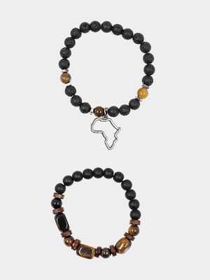 Men's Markham Mixed Stone Tiger Africa Pendant Bracelet Pack
