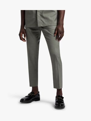 Men's Markham Smart Slim Tapered Textured Olive Green Trouser