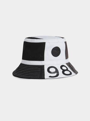 RJ Black/White Vertical Colourblocked Bucket Hat